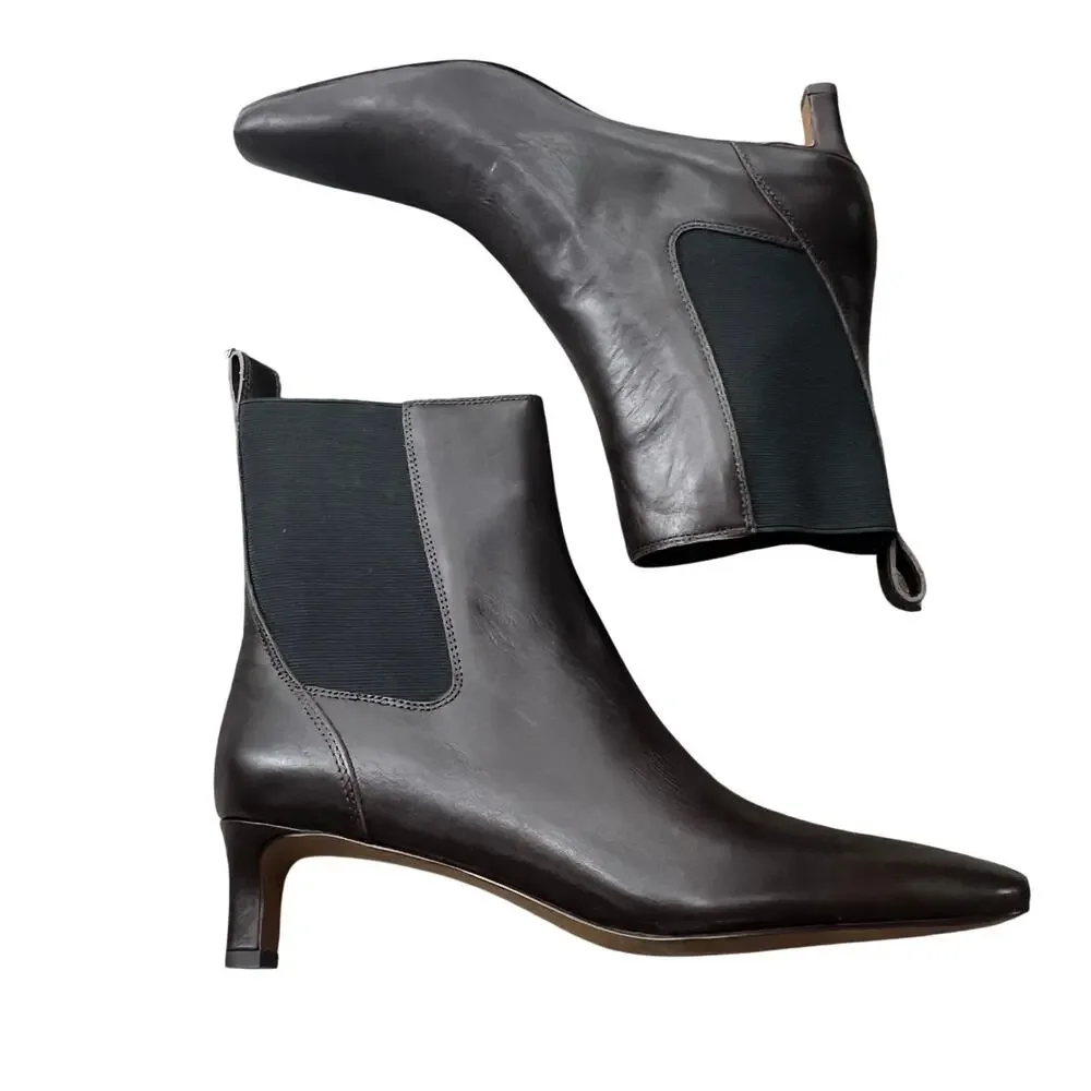 Madewell The Dimes Chelsea Boot Snipped Toe Turkish Coffee Leather Size 9 NWOB